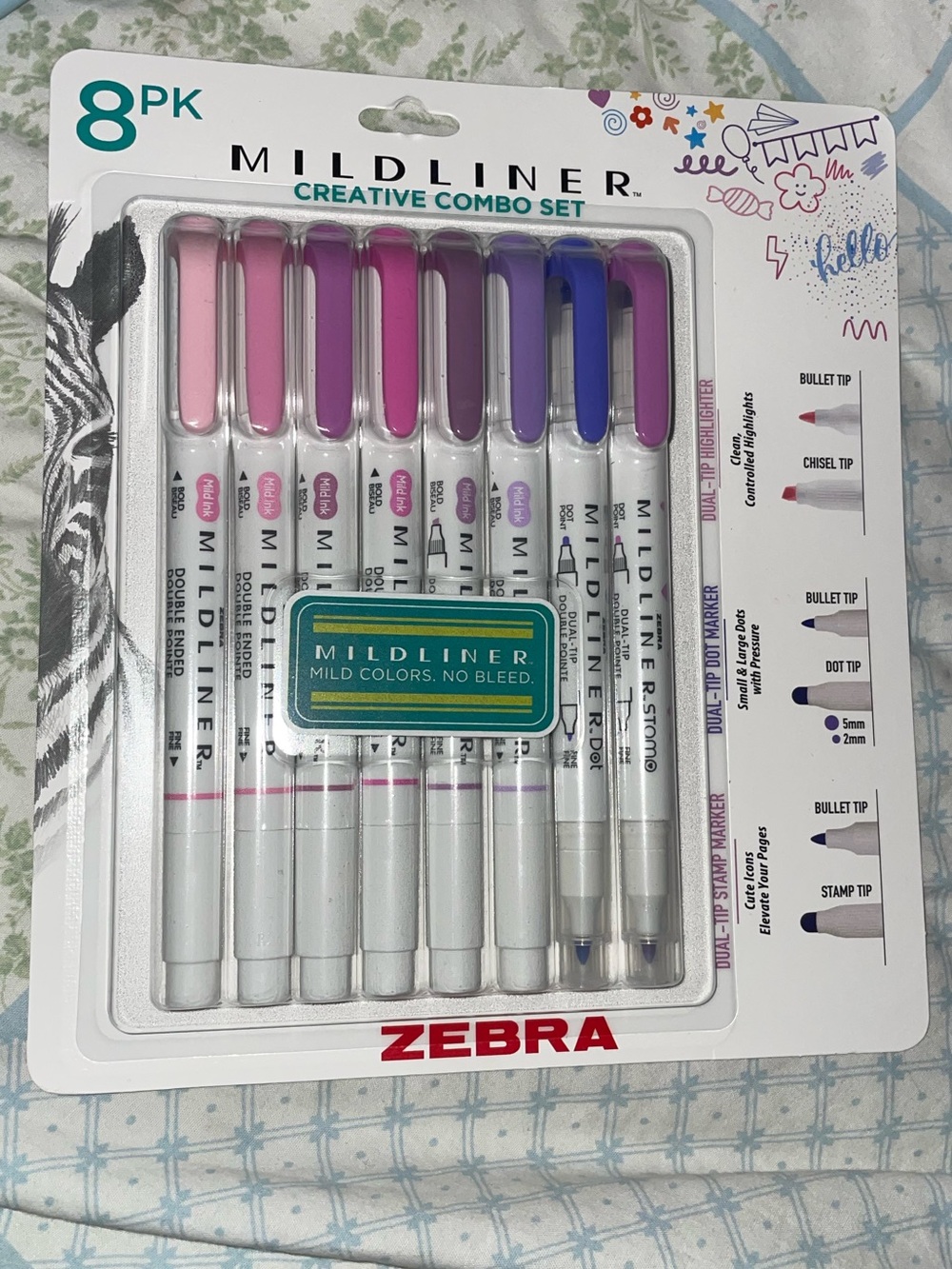 Zebra Mildliner 8-Pack Creative Combo Set - Cotton Candy Highlighters NWT
